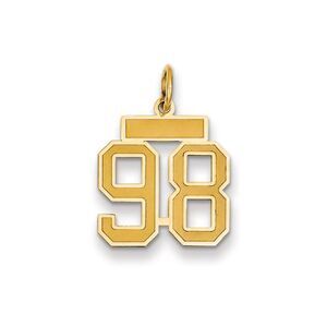 14k Yellow Gold, Jersey Collection, Small Number 98 Pendant